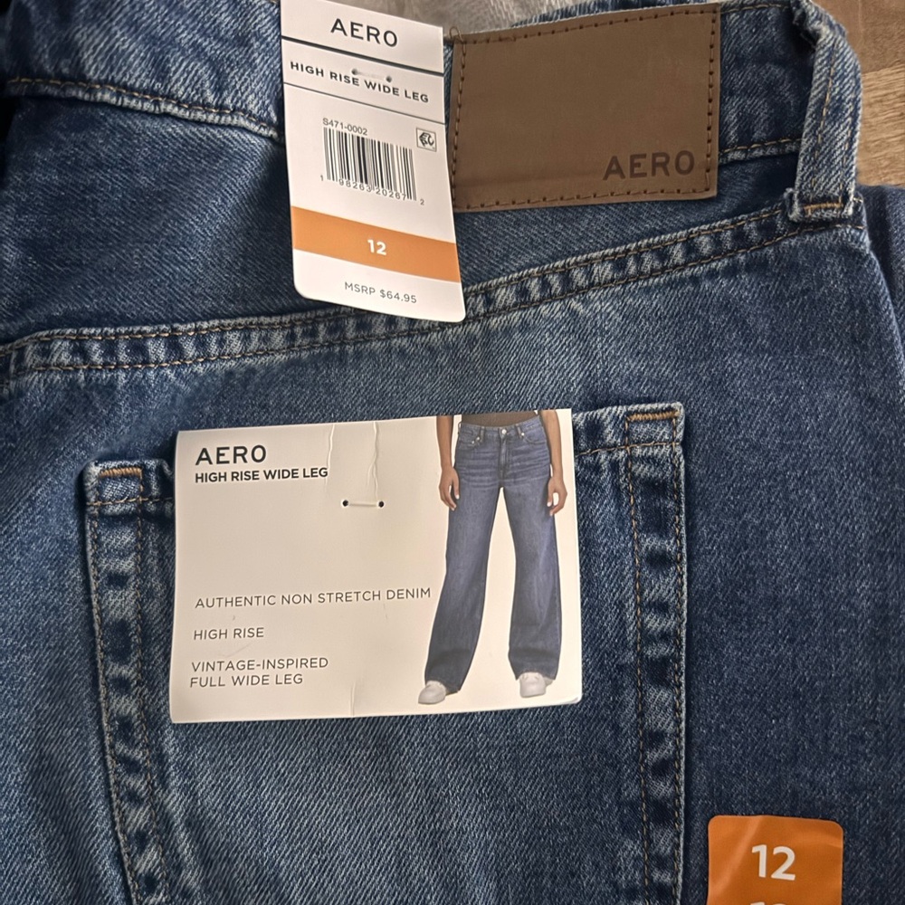 Aero Women's High Rise Wide Leg Jeans - Blue